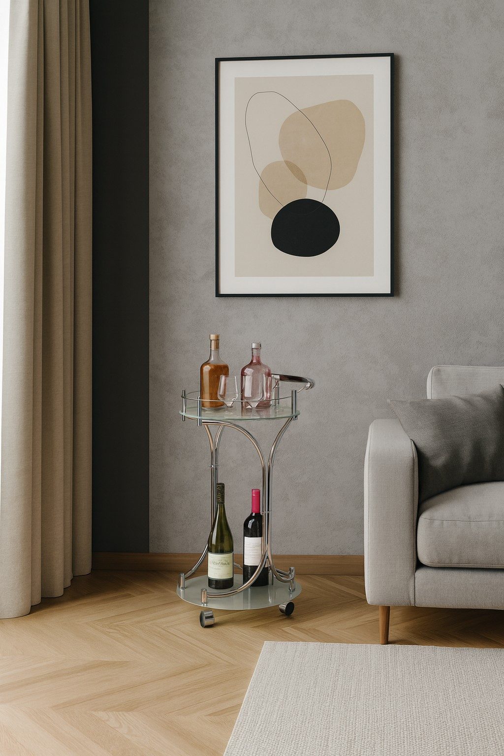 moebel-direkt-online Servierwagen wahlweise mit Weißglas oder mit Schwarzgl günstig online kaufen