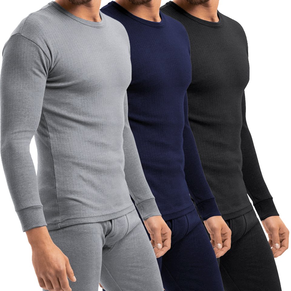 Markenwarenshop-Style Thermounterhemd 3 x Herrenunterhemd Thermo Langarm  Shirt HEAT BOOSTER Größe: M