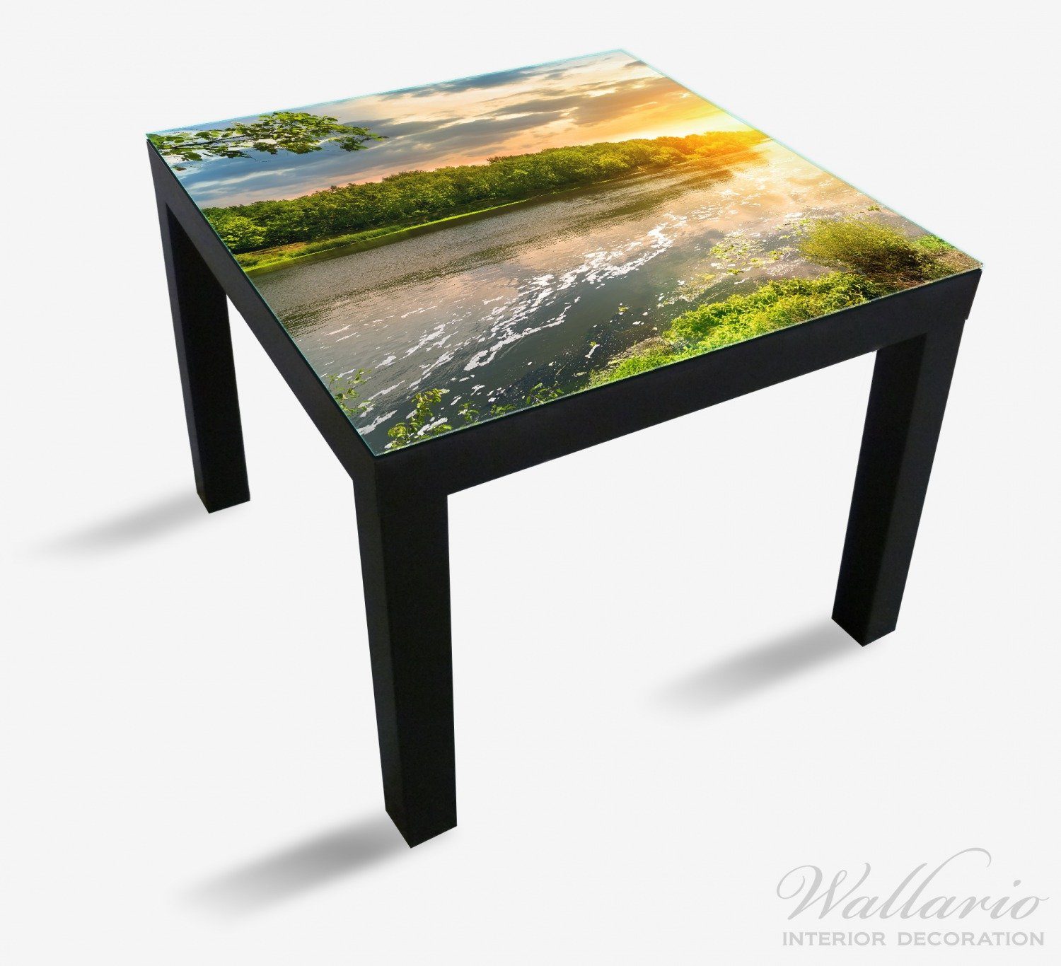 in Umgebung geeignet Ikea (1 Tischplatte Tisch St), Wallario grüner Sonnenuntergang für Lack Fluss am