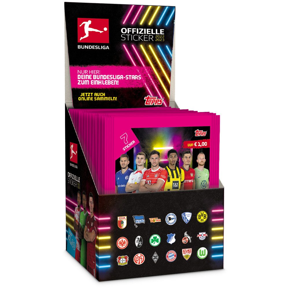 Topps Sammelkarte Bundesliga Sammelsticker 2022/23 2 Displays (100 Tüten)