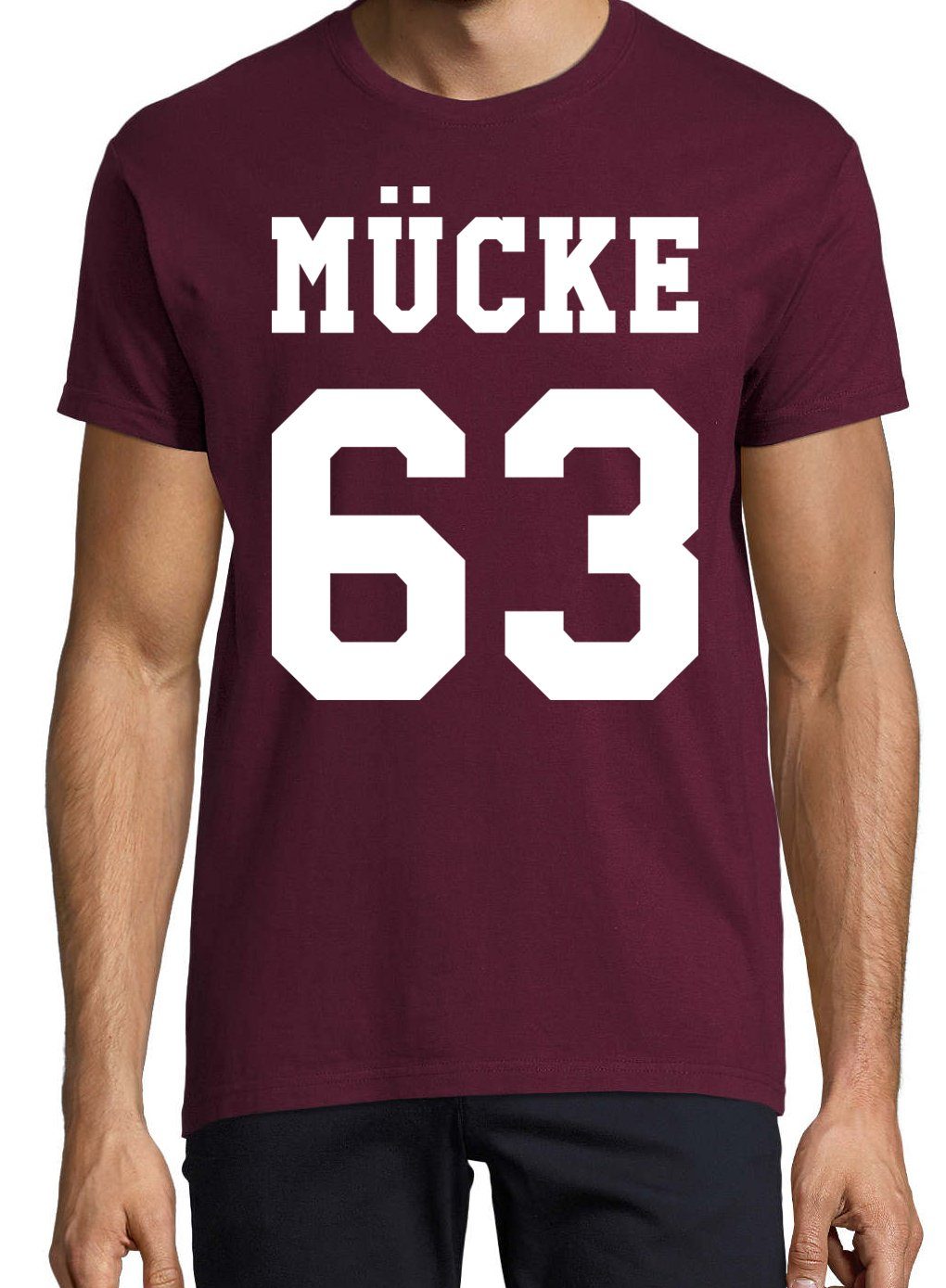 Burgundy modischem 63 mit Spruch Shirt Herren T-Shirt Mücke Aufdruck Youth Designz