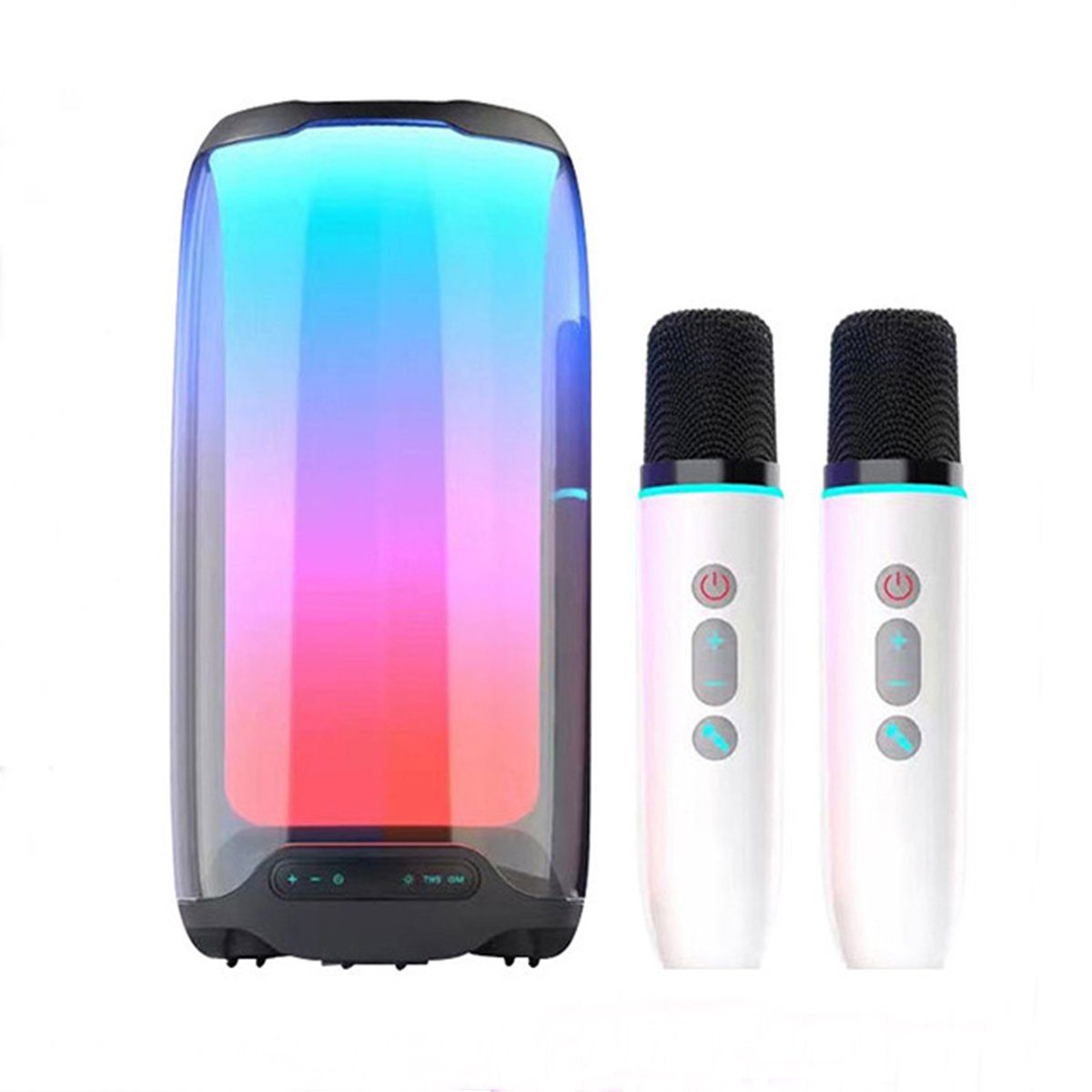 autolock Bluetooth Lautsprecher mit 2 Drahtlosen Geschenke) Mikrofonen (Mikrofon LED-Lichtmodi 6 für Kabellos Karaokemaschinen Lautsprecher mit