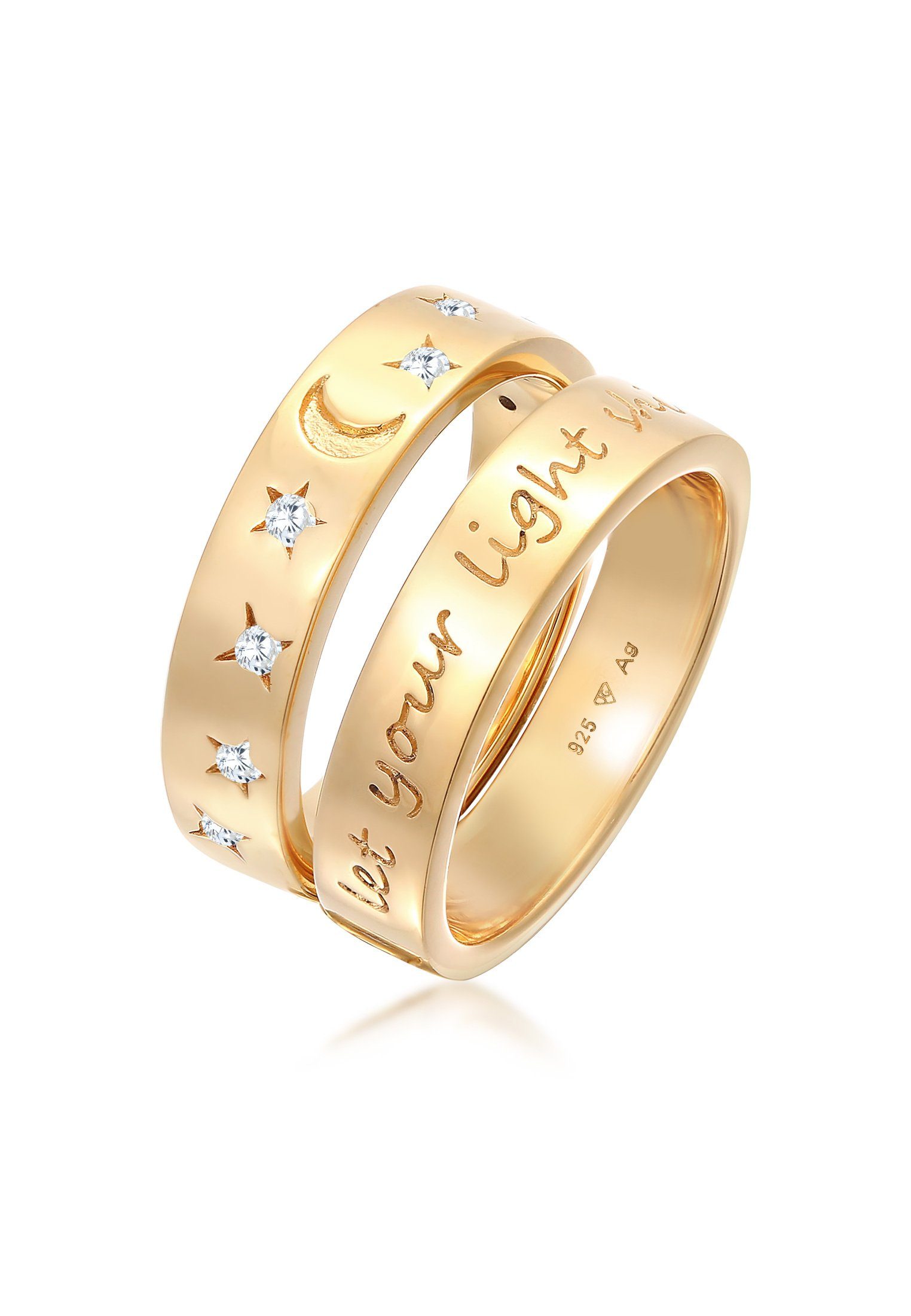 Elli Ring-Set Mond Stern - Let Your Light Shine 925 Silber, Halbmond günstig online kaufen