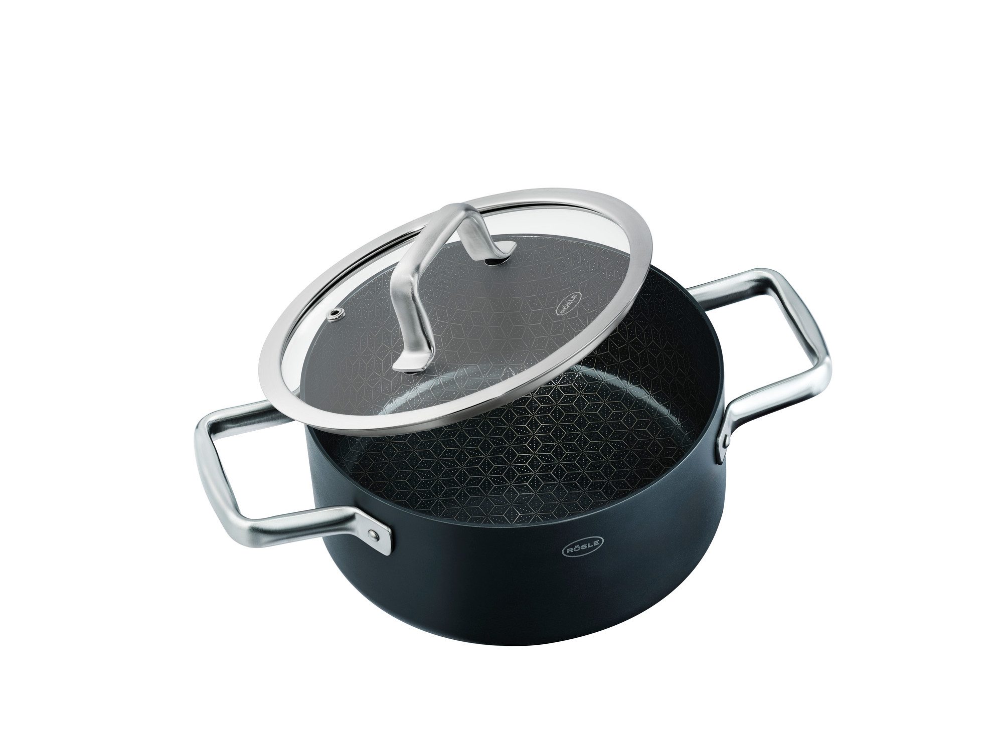 RÖSLE Kochtopf Topf EBONIC, ProNero, Aluminium, Edelstahl (1-tlg), für alle Herdarten geeignet, inklusive Induktion