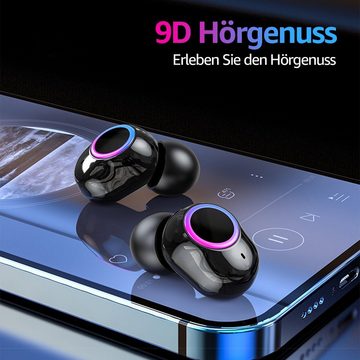 VSIUO TWS In-Ear-Kopfhörer Kabellos Ohrhörer True-Wireless Earbud Headset Bluetooth-Kopfhörer (Siri,Voice Assistant, Freisprechfunktion, Touch Control, für iPhone/Huawei/Samsung)