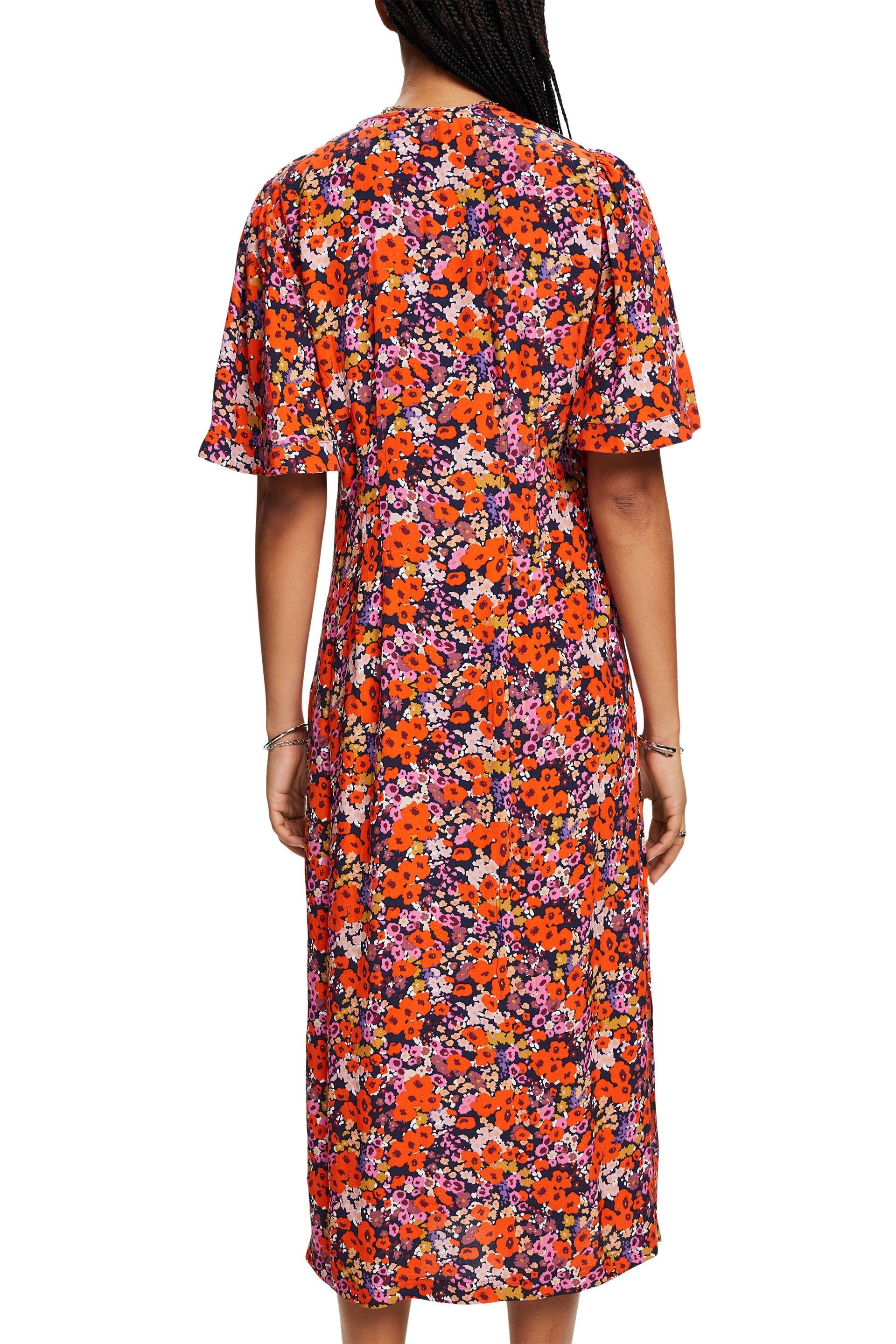 Esprit Midikleid Kurzärmeliges Midikleid mit Blumenmuster