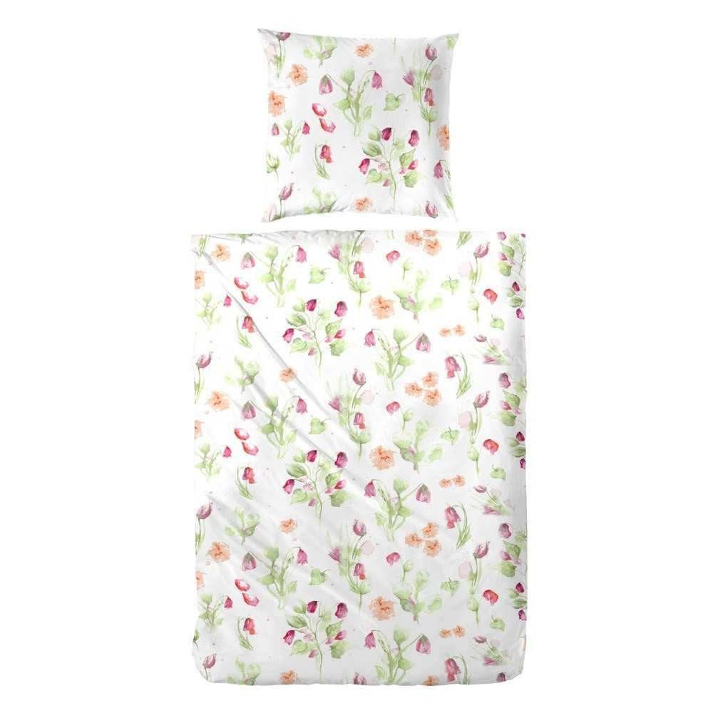 H.G. Hahn Haustextilien Bettwäsche Hahn Polycotton Bettwäsche Blumen Aquarell Lila, Baumwolle, 2 teilig