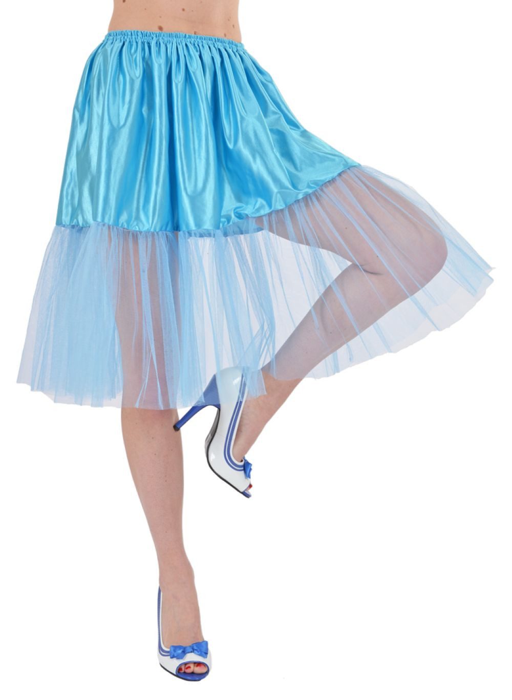 Kostüm Petticoat Damen Tüllrock - Länge 60 cm, Hellblau