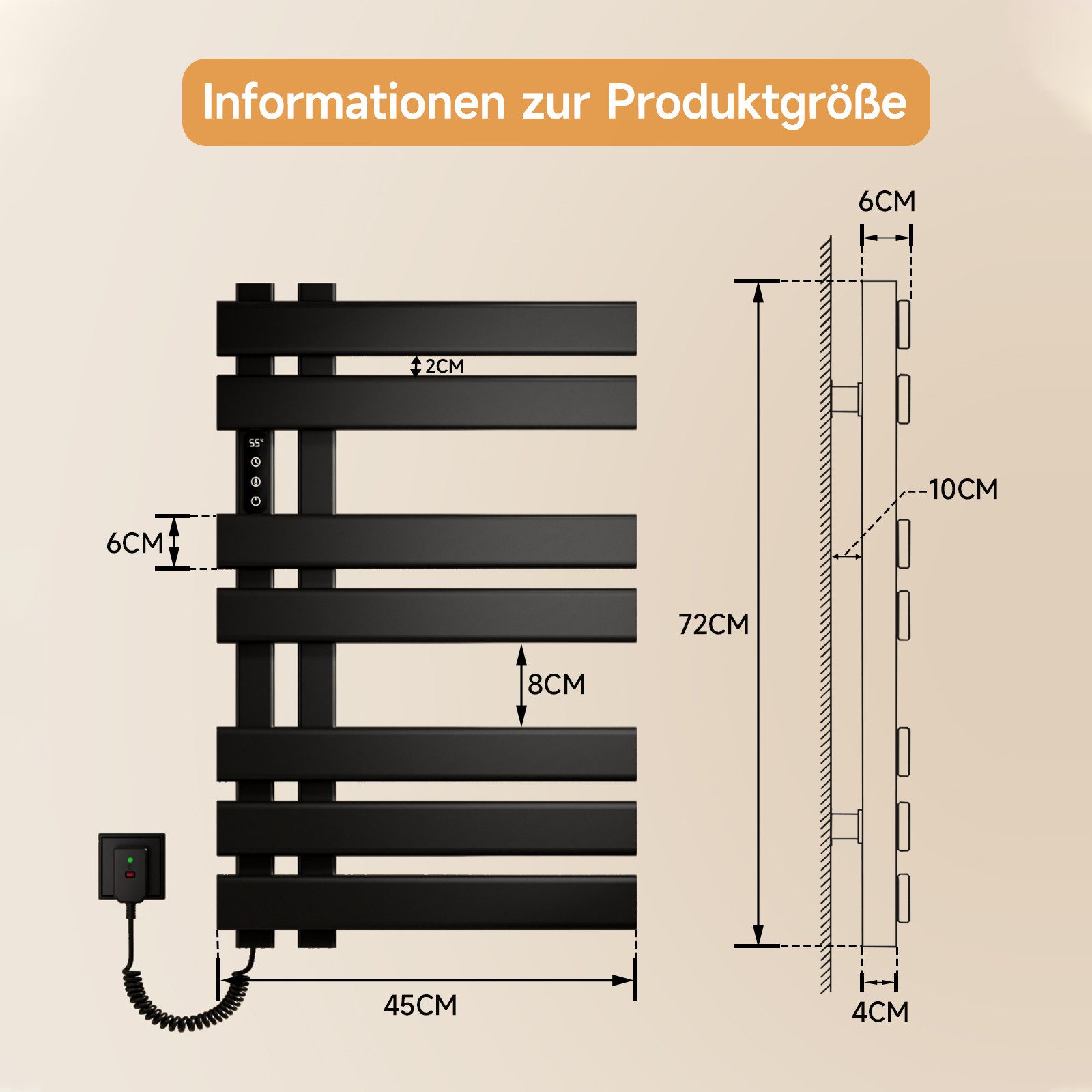 Oihpaw Elektrischer Badheizkörper 450x720mm,Intelligenter Handtuchwärmer mi günstig online kaufen