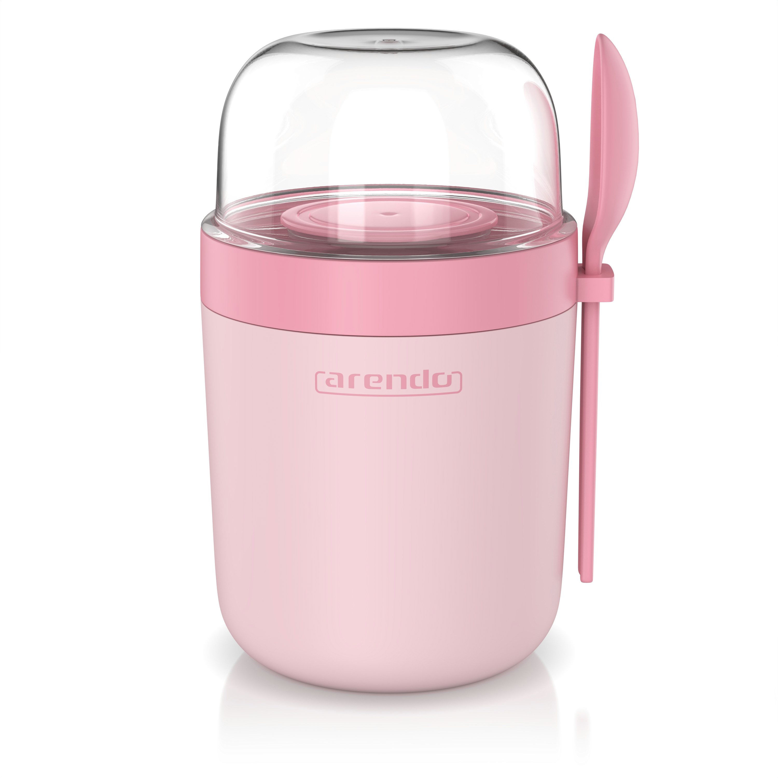 Arendo Mehrwegbecher Müslibecher mit Löffel, Aufbewahrungsbecher 750ml, To Go, (1-tlg., 1 x Joghurtbecher, 1 x Klarsichtdeckel, 1 x Dressingbox, 1 x Löffel), Joghurtbecher, 3 getrennte Behälter, auslaufsicher, Klarsichtdeckel