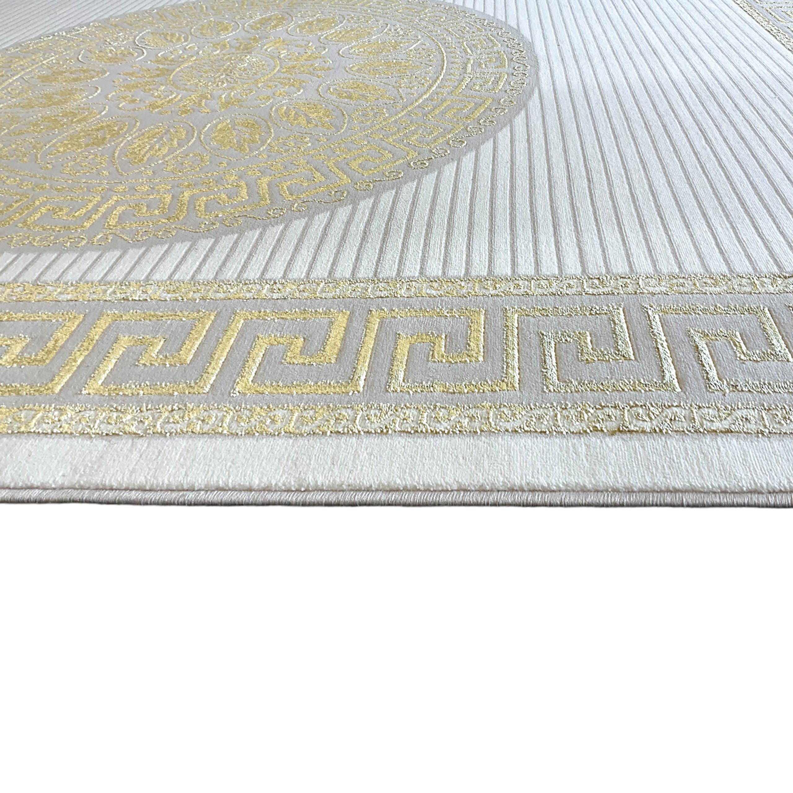 Carpetia Teppich Teppich mit orientalischem Flair, luxuriös, weiß gold, rechteckig, Höhe: 5 mm