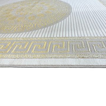 Teppich Teppich mit orientalischem Flair, luxuriös, weiß gold grau, Carpetia, rechteckig, Höhe: 5 mm