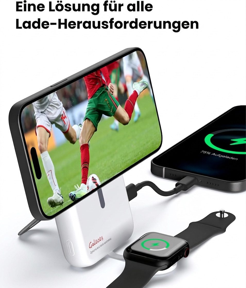 Galeces Magnetische Powerbank 10000mAh für iPhone Apple Watch USB-C PD20W Powerbank AE01 10000 mAh (5 V), Kompakter MagSafe-kompatibler Li-Ion Spezialakku mit LED-Display