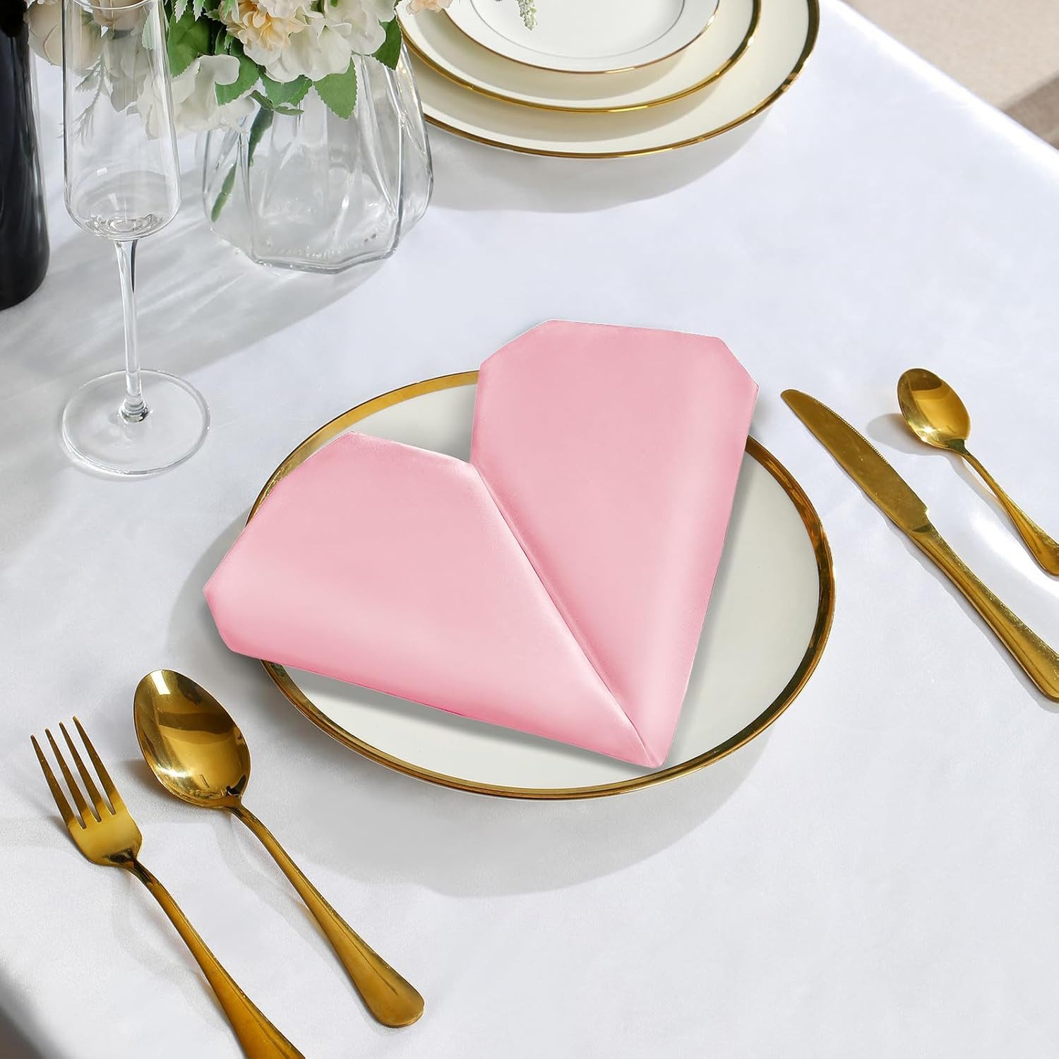 Cachito Stoffserviette Satin-Servietten, quadratische weiche Tischservietten, 48 cm x 48 cm, (5 St), Tischdekoration für Hochzeiten, Bankette, Partys, Weihnachten, Neujahr