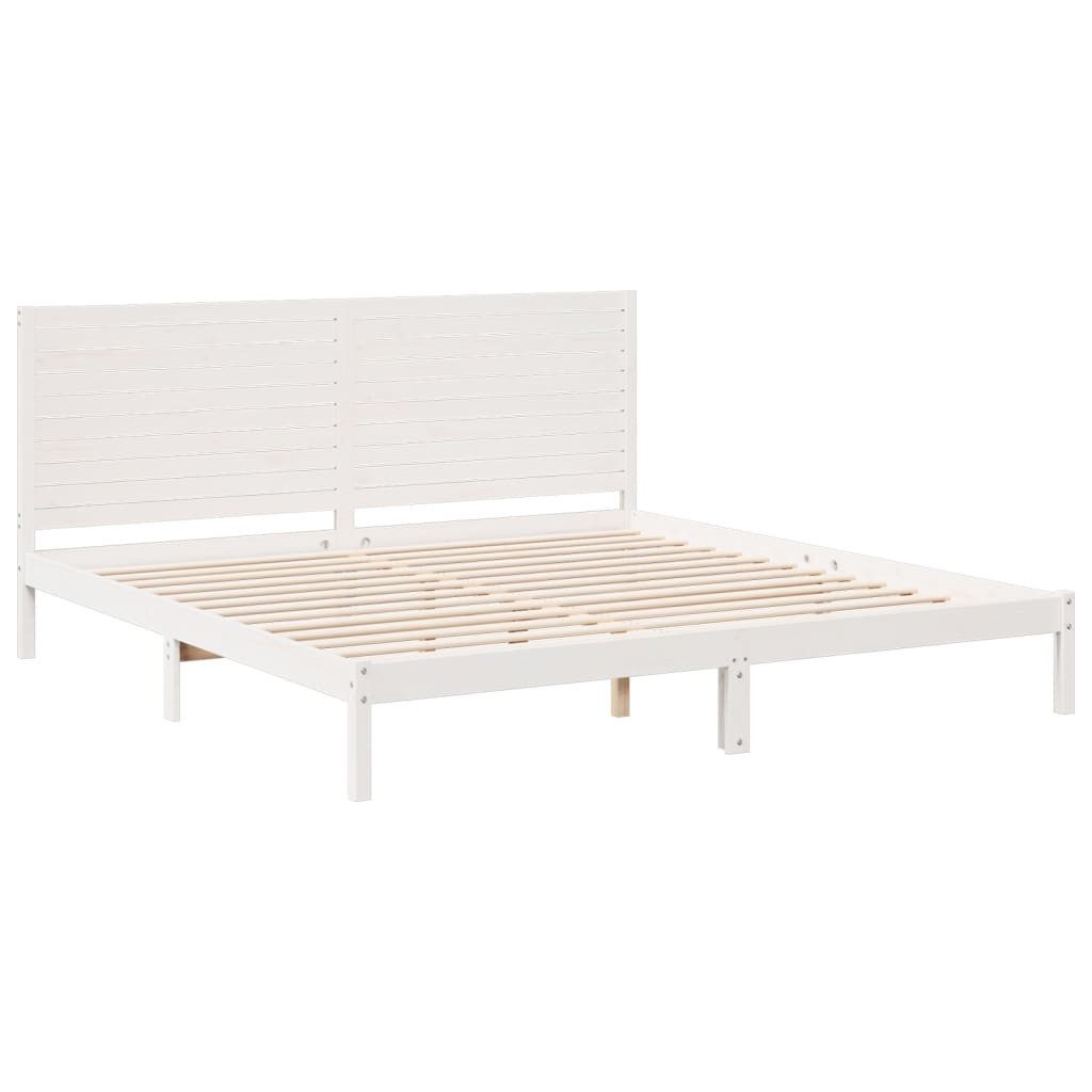 vidaXL Bett Massivholzbett Extra Lang ohne Matratze Weiß 200x220 cm