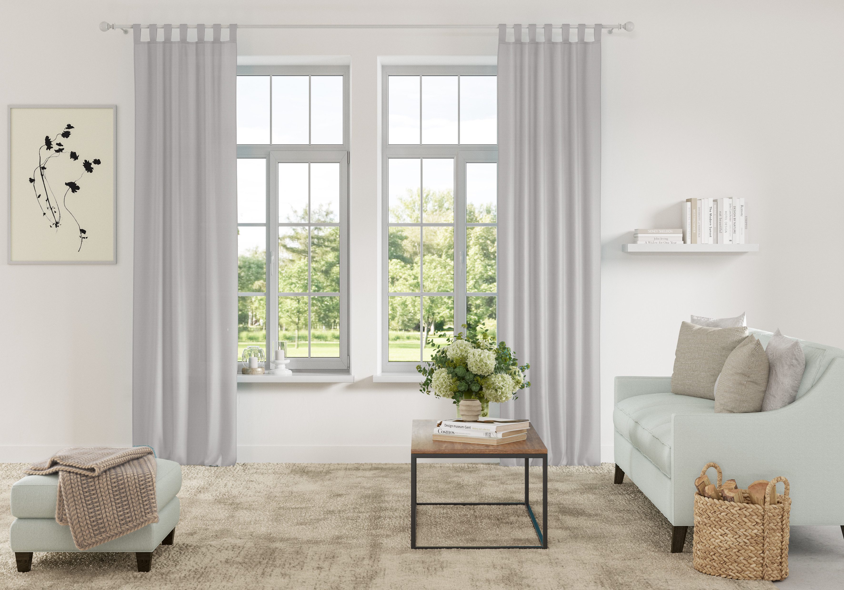 my home Vorhang Parry (2 St), Schlaufen, blickdicht, Polyester, 2-er Set, b günstig online kaufen