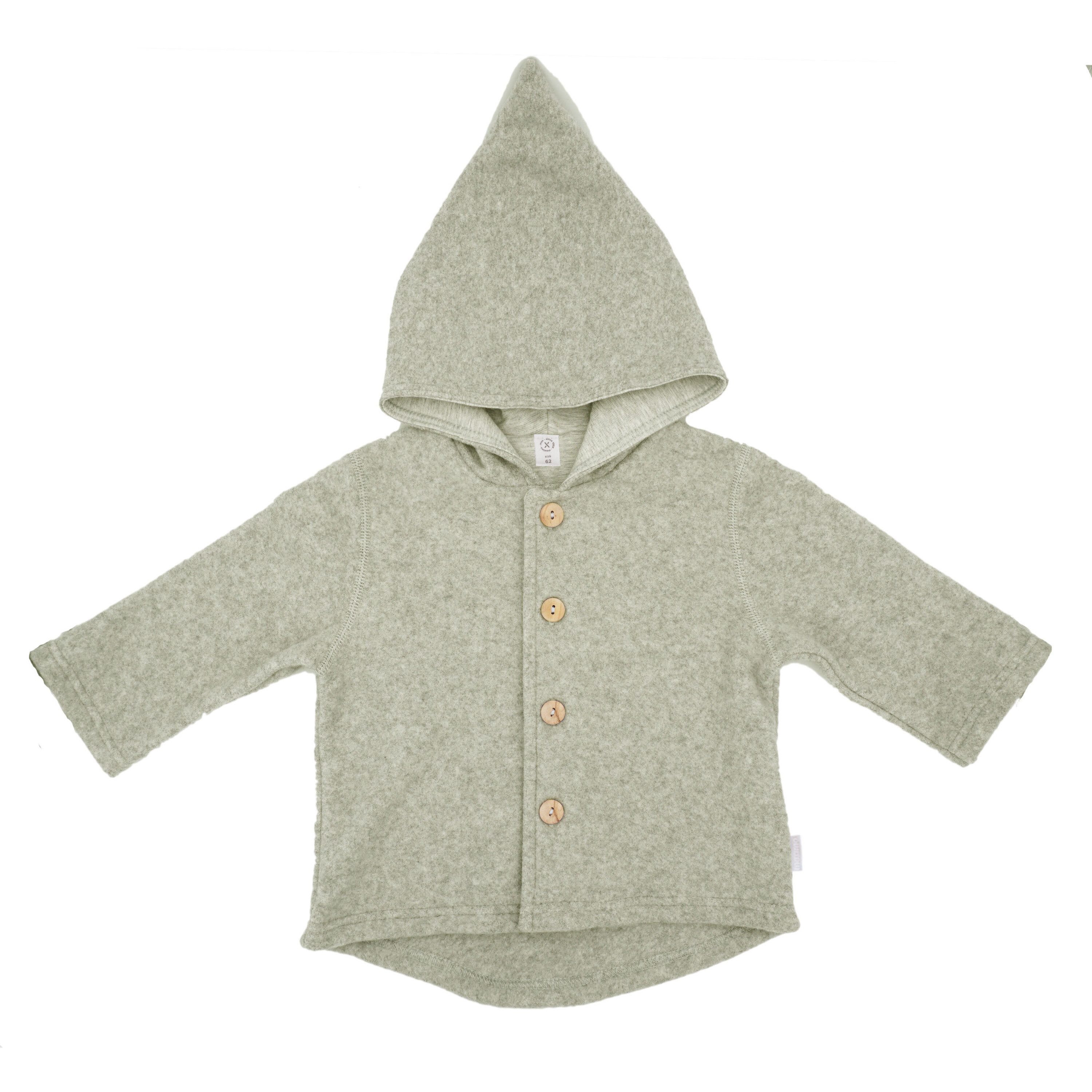 MAXIMO Fleecejacke GOTS BABY-Jacke,Baumwollfleece Kapuze, Knöpfe, Jerseyfutter Baumwollfleece