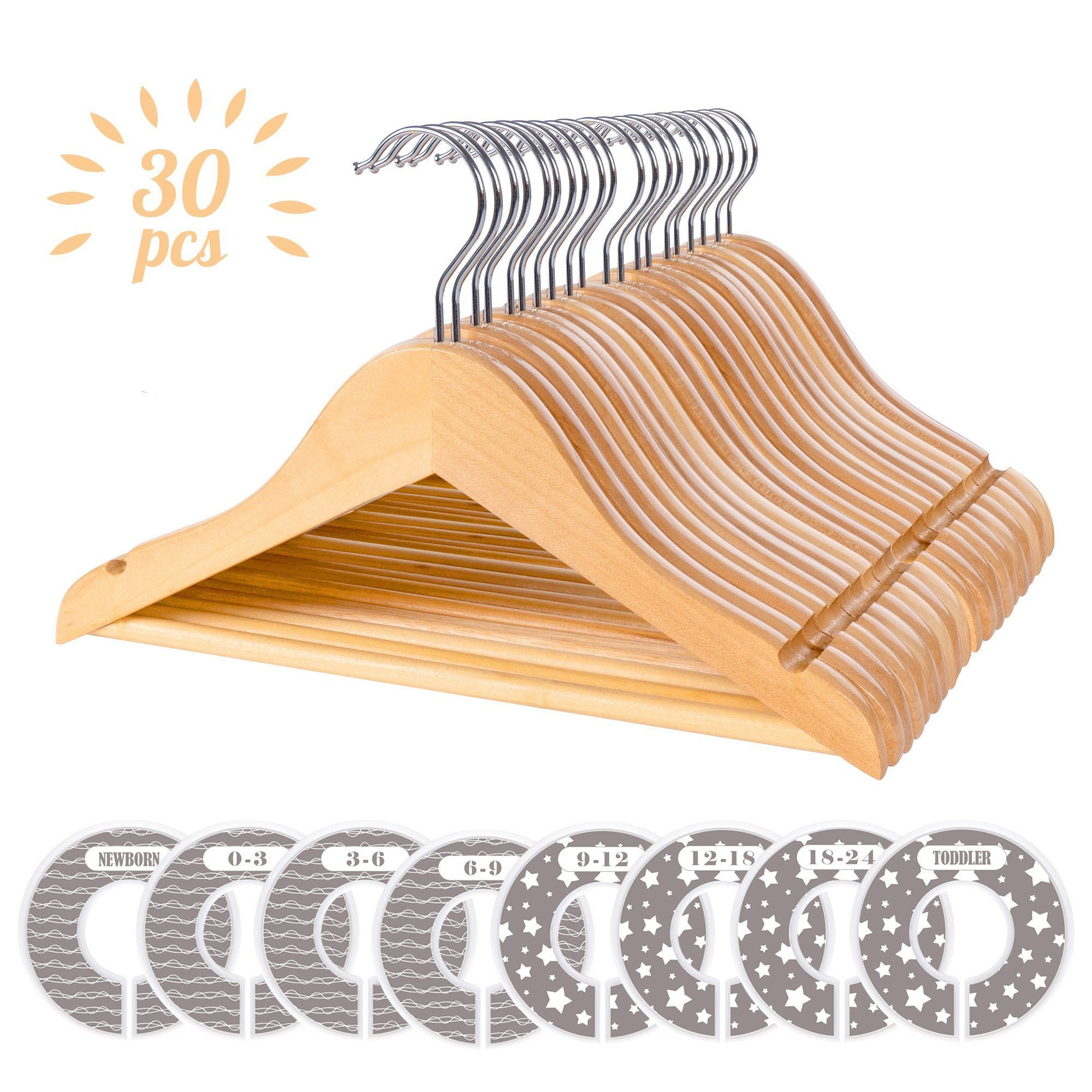 ElitVita Kleiderbügel Baby Holz Kinderkleiderbügel, mit günstig online kaufen