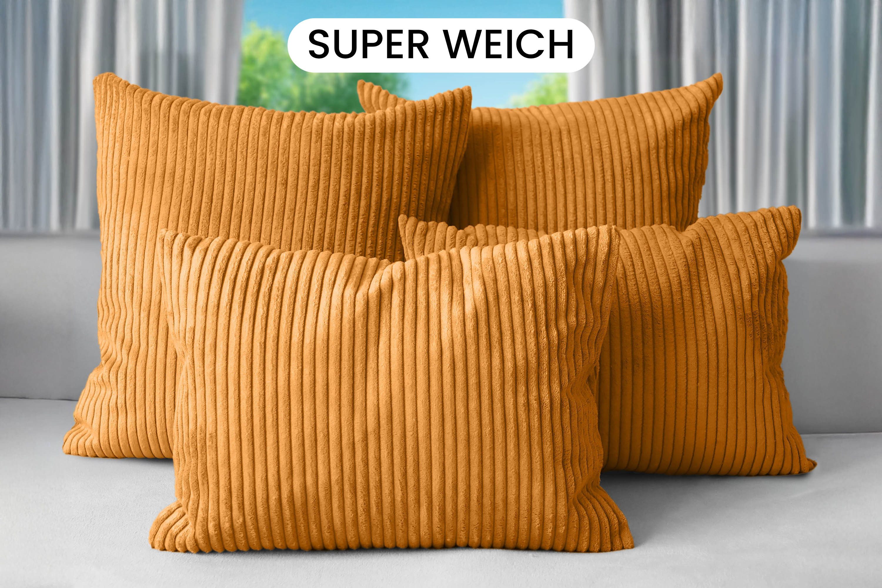 Amilian Dekokissen 4er Set mit Füllung - weiche Sofakissen - 2x 40x40 cm + 2x 35x45 cm, (4 Stück) Kuschelkissen - Couchkissen mit Kissenfüllung - Zierkissen