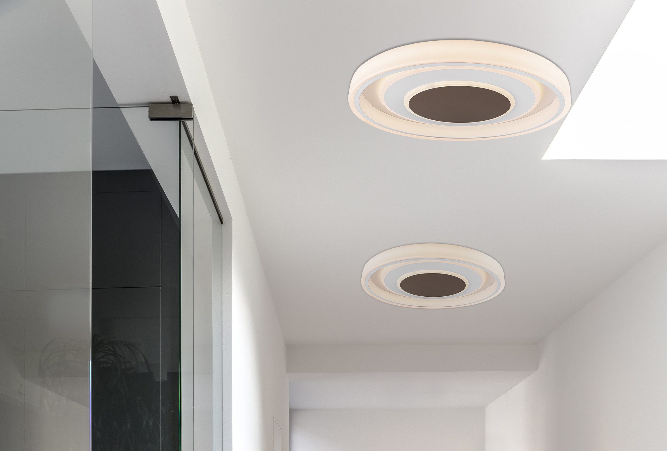 GLOBO LIGHTING Deckenleuchte GOFFI, LED fest integriert, Deckenleuchte Weiß/Braun, Acryl/Opal, dimmbar, LED 72W