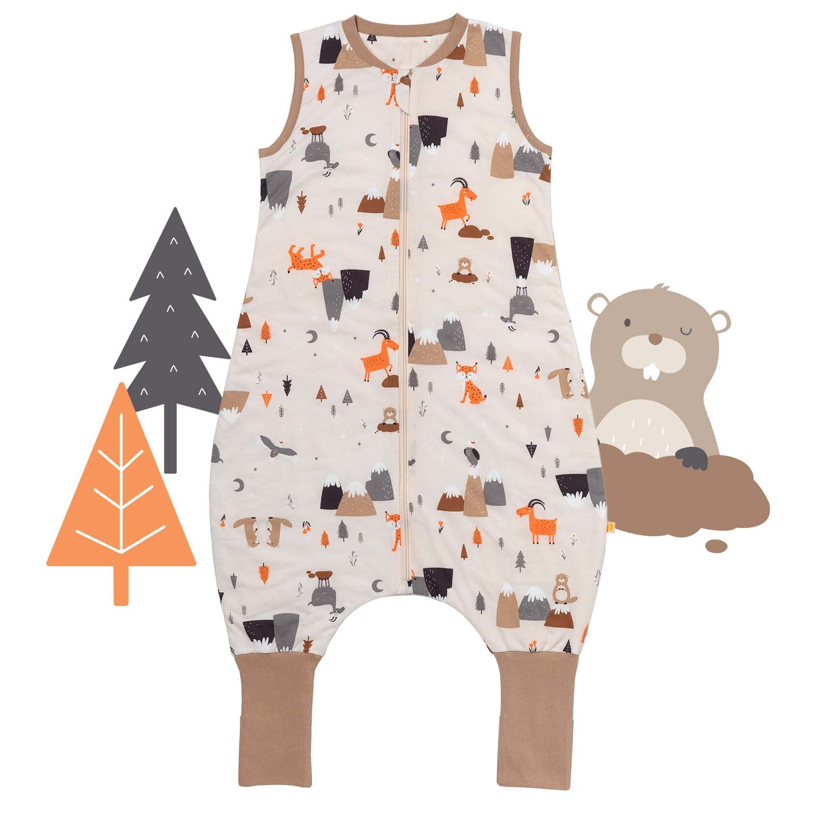 Schlummersack Kinderschlafsack Schlafsack mit Füßen und umklappbaren Bündchen, 1.0 Tog OEKO-TEX