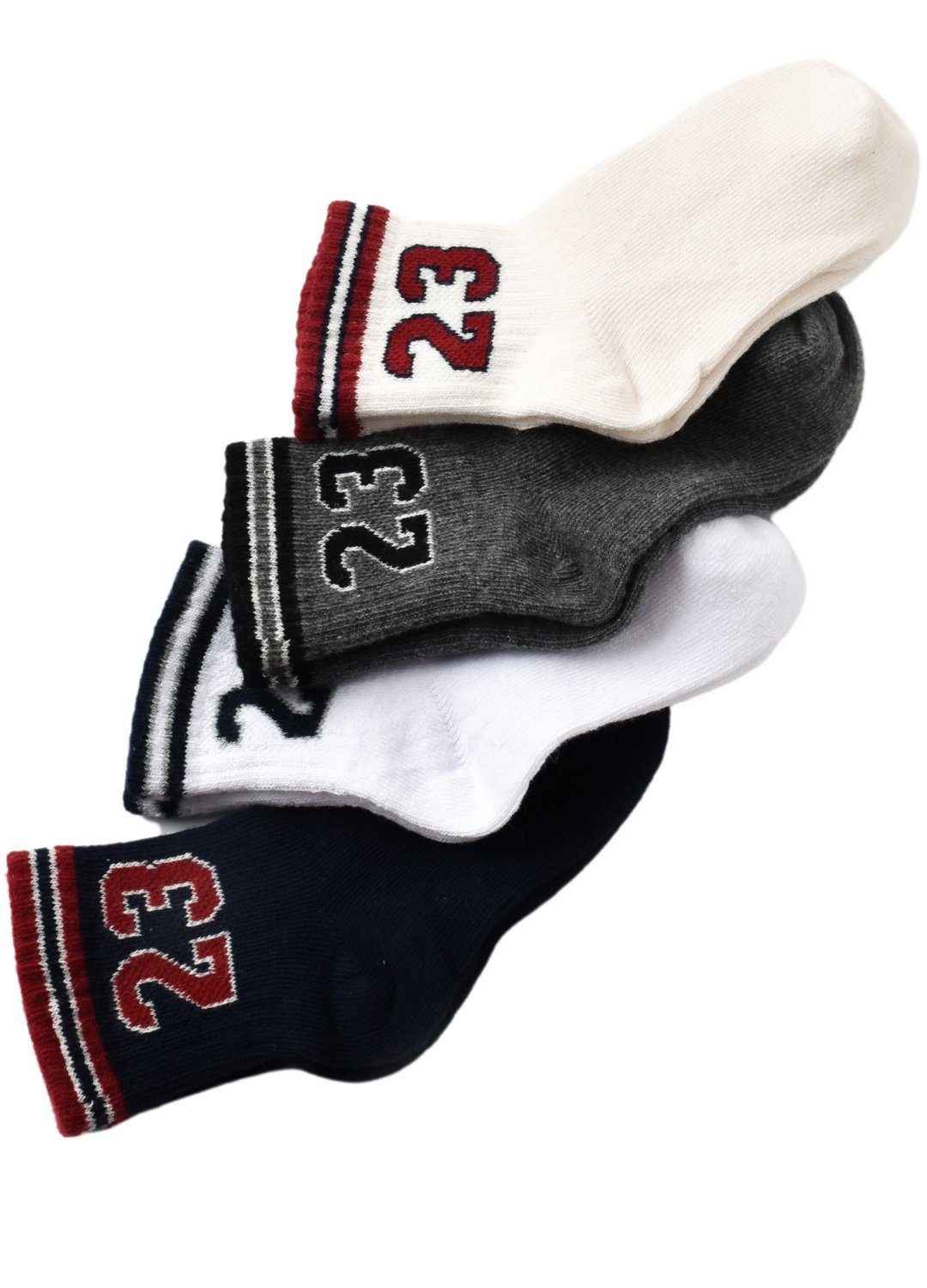 (21-36) (Set, biorganic 1-8 4-Paar, Jungen Nummer der GOTS-zertifiziert Jahre mit 4er-Pack) Baby Kinder Design Socken Numbers Socken 23
