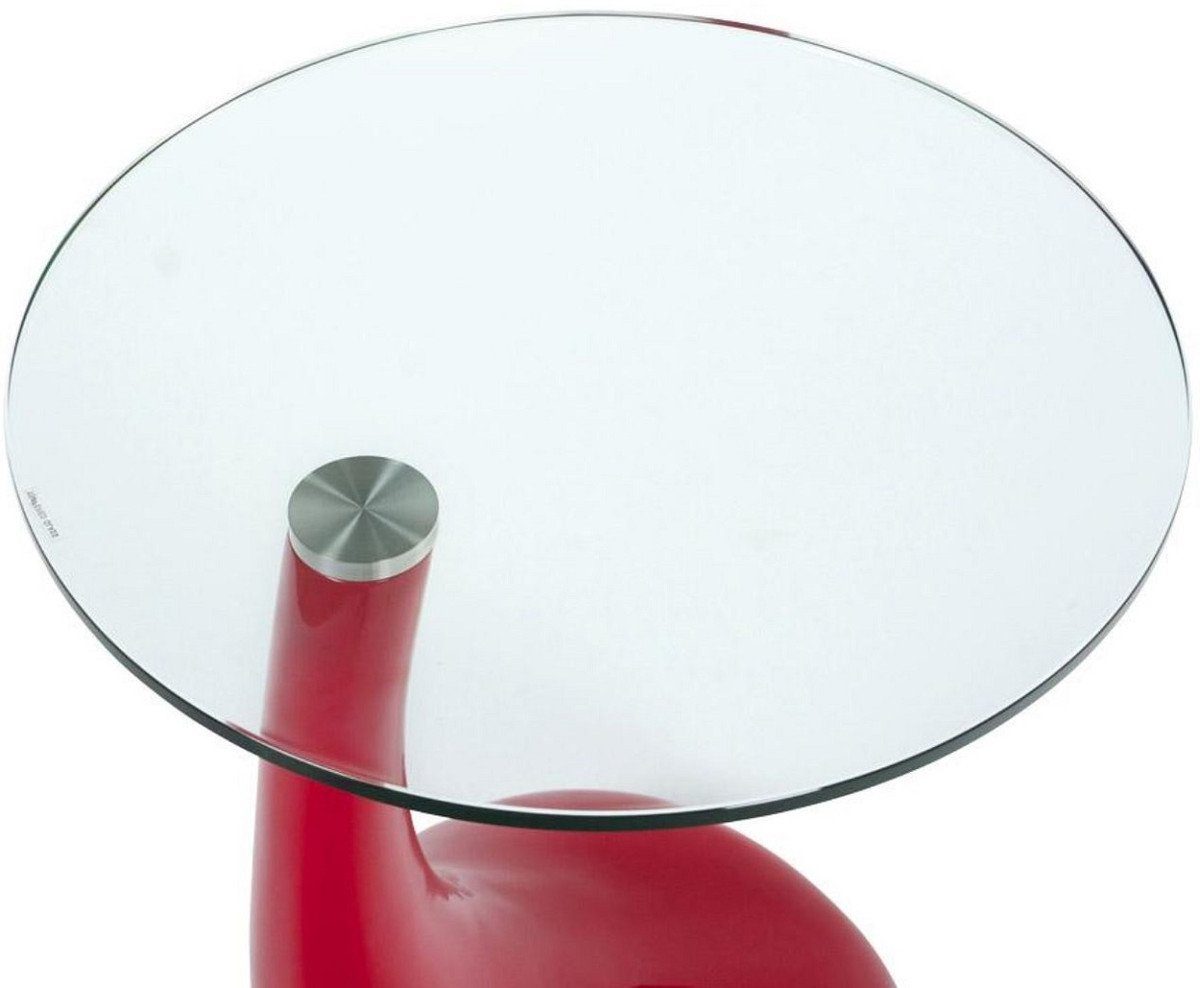 54 Padrino x - 45 runder Rot Moderner H. cm Designermöbel Glasplatte Fiberglas Casa Beistelltisch Ø mit - Beistelltisch Tisch