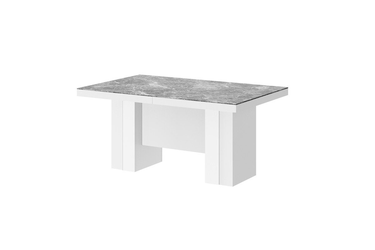 Konferenztisch Hochglanz 160-400cm Tisch Marmor HLA-111 dunkel Weiß XXL ausziehbar Design - Hochglanz Hochglanz Esstisch designimpex