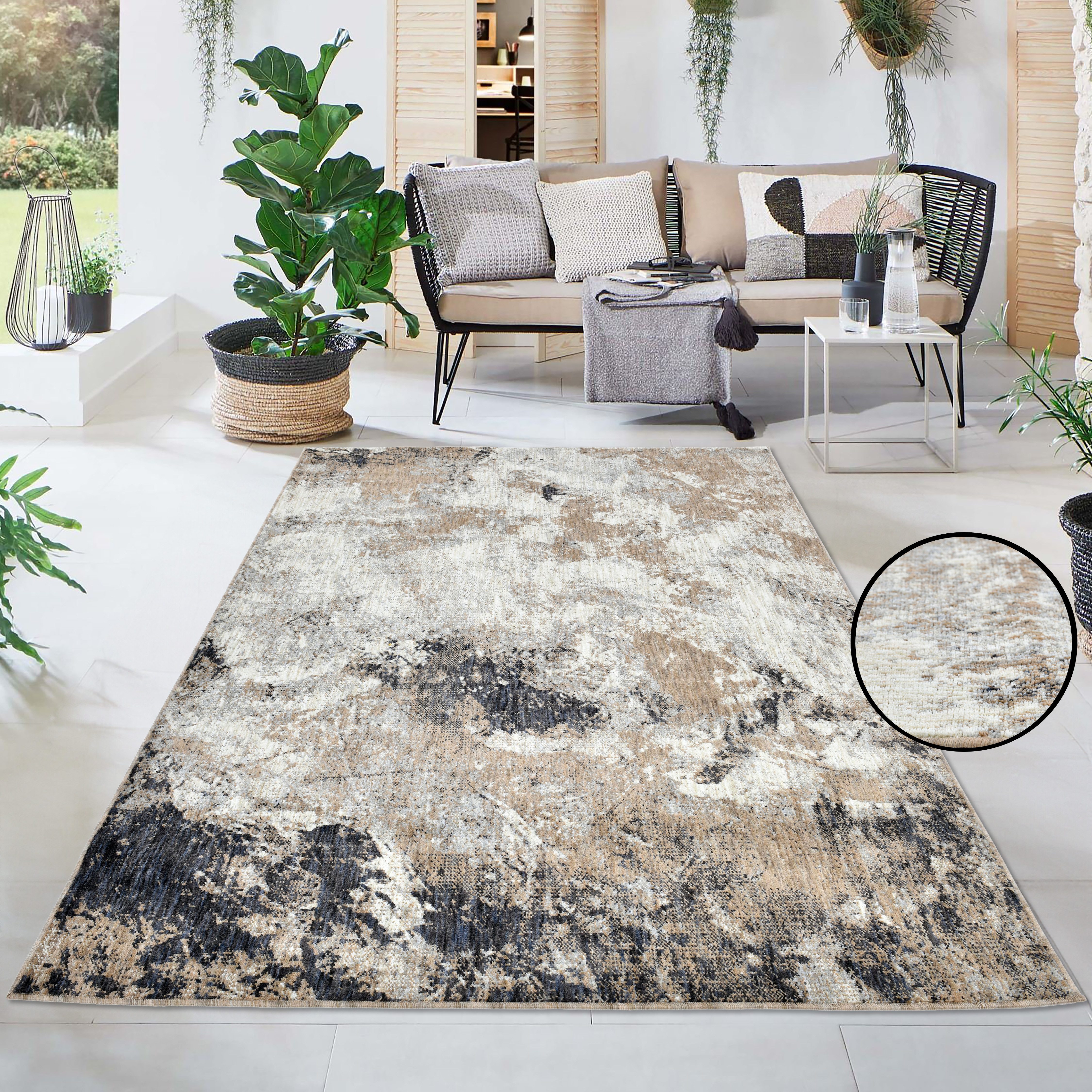 my home Teppich Anabella, rechteckig, Höhe: 7 mm, im Vintage-Look, waschbar günstig online kaufen