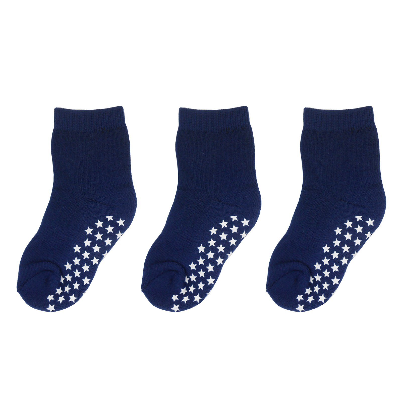 Yalion Langsocken Weiche Kinder Baumwoll Socken Babysocken (3-Paar) mit Halbplüsch Rutschfest und warm, Natur hautfreundlich tiefseeblau