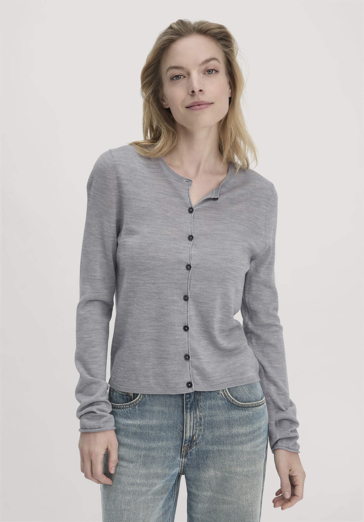 Hessnatur Strickjacke Regular aus reiner Bio-Merinowolle (1-tlg)