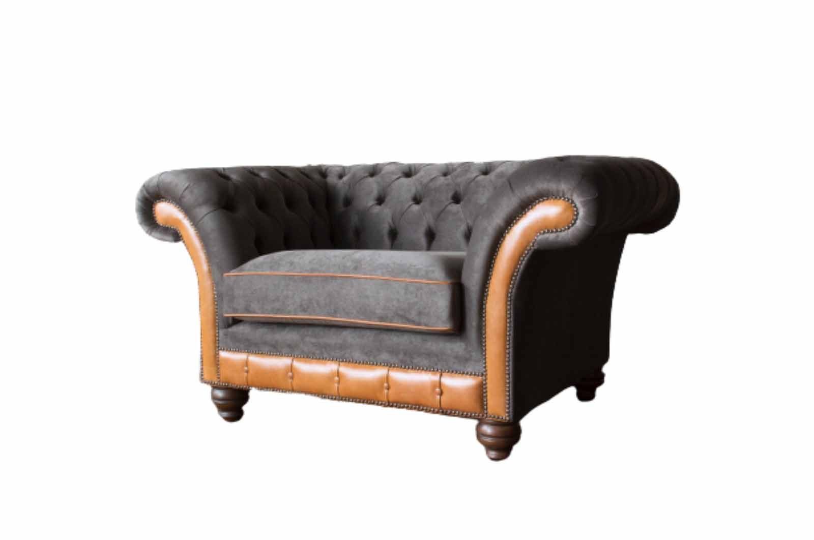 JVmoebel Sessel, Couchen Chesterfield Couch Textil Polster Sessel Design Ohrensessel