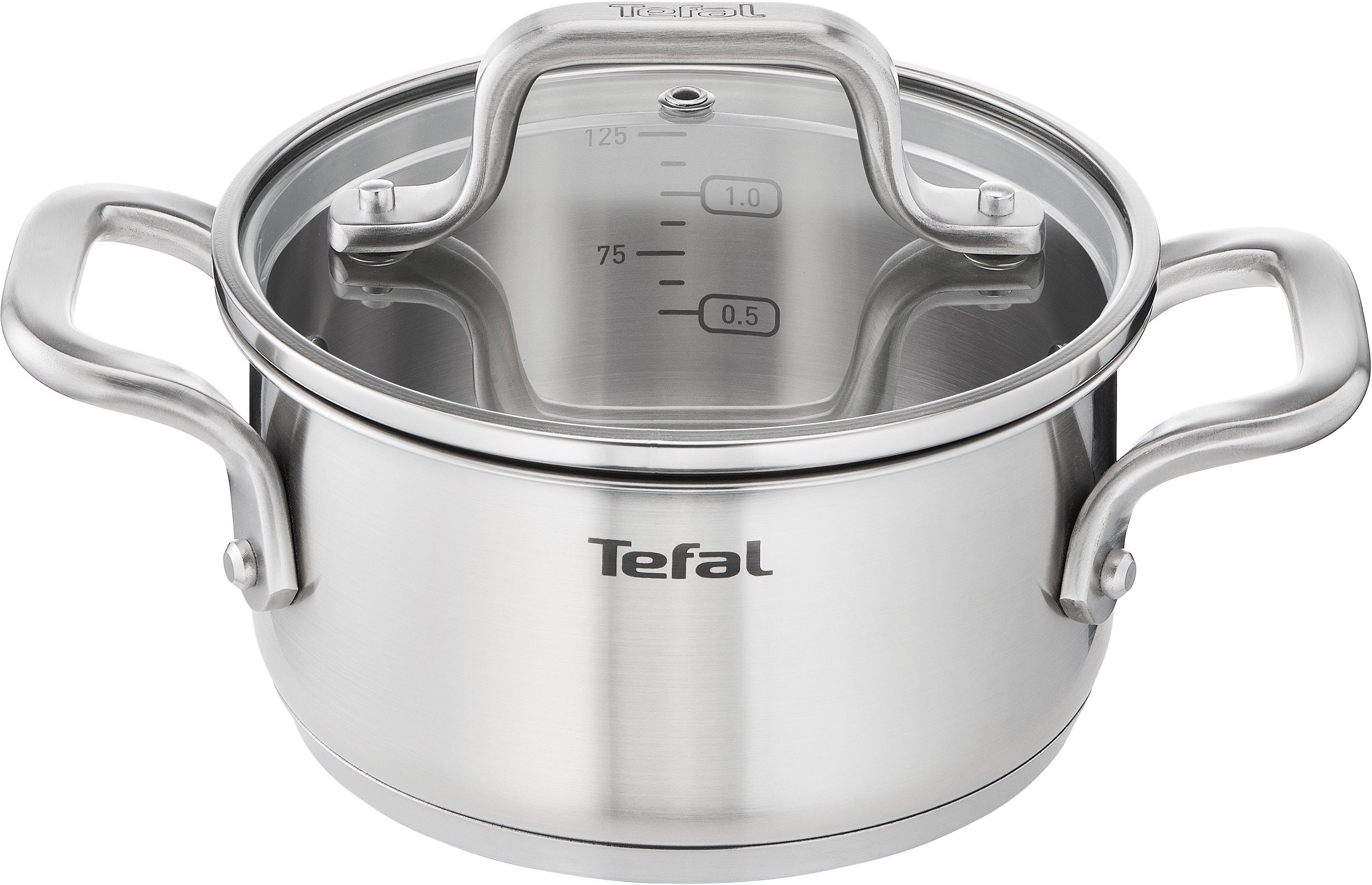 Tefal Topf-Set Virtuoso 7er + Ice Force, Edelstahl (Set, 10-tlg., Edelstahl-Topfset  7-teilig + Messerset 3-teilig), Set: Edelstahl-Topfset (alle Herdarten) +  Messer-Set 3tlg., Induktion