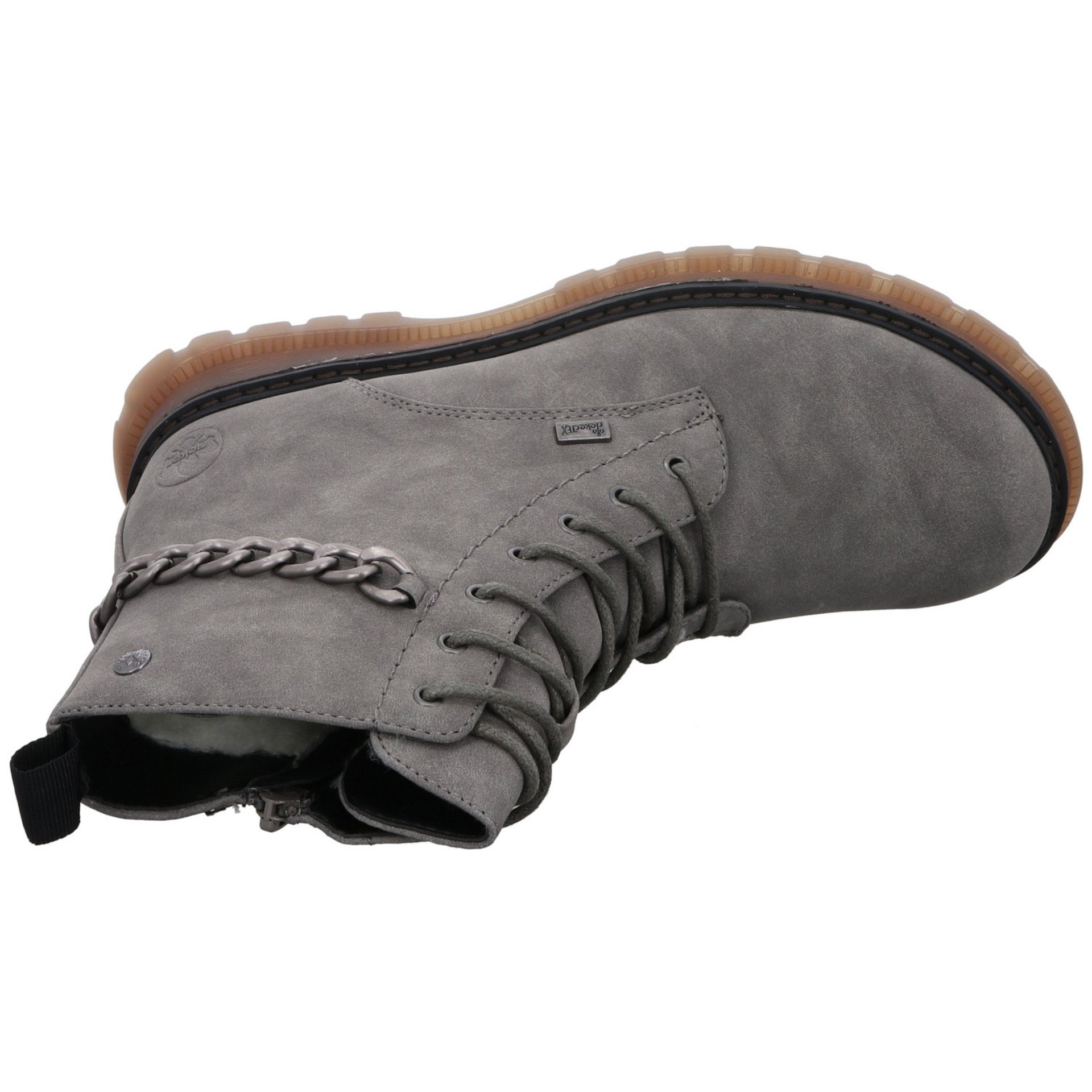 Rieker Boots grau uni Schnürstiefel Synthetik Synthetik (40)