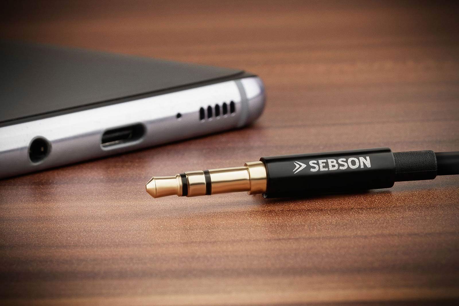 SEBSON Audio Kabel 1m - Klinke 3,5mm auf 2 Cinch Stecker - RCA zu Jack Optisches-Kabel, (100 cm)