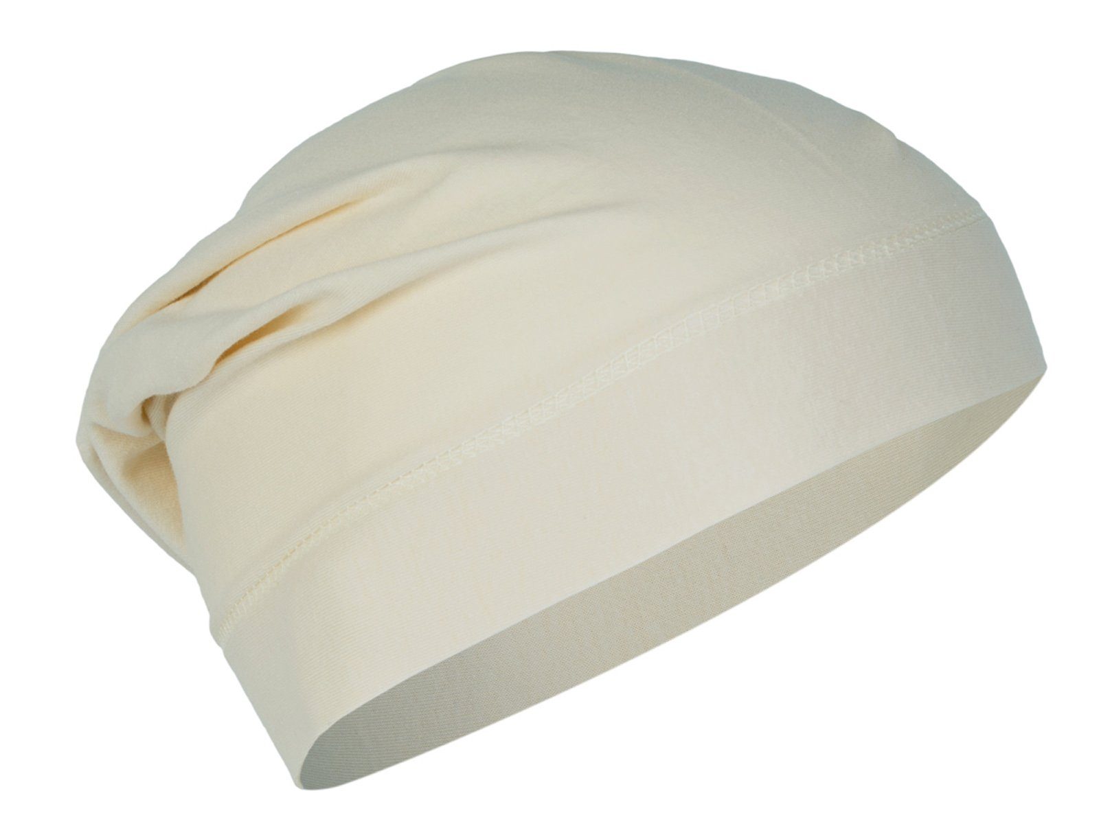 beties Beanie BasicSoft (1-St., 1 Stück Jersey-Beanie) leichte Sommermütze Sportmütze Schlafmütze Chemomütze saatpearl-beige