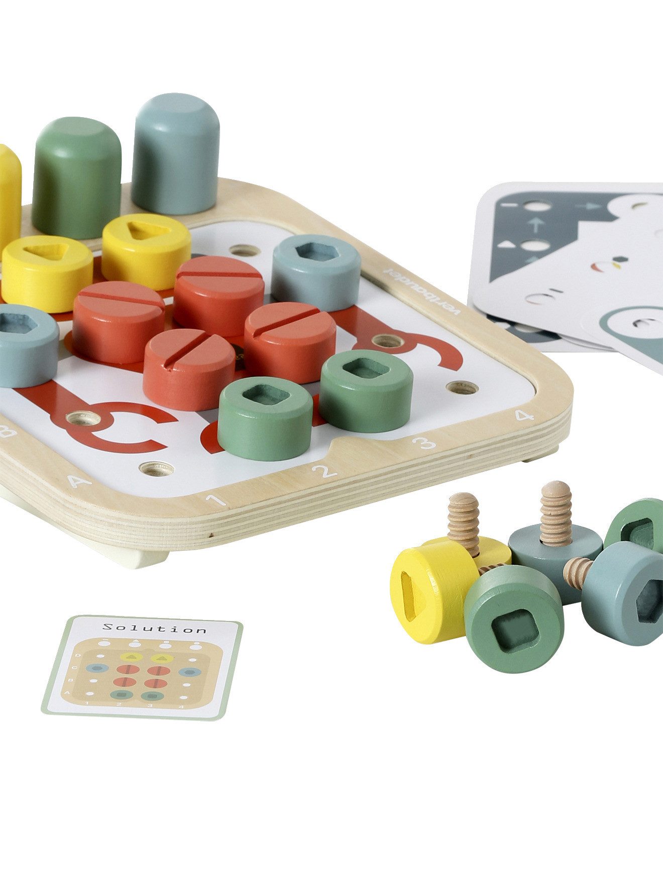 vertbaudet Lernspielzeug Kinder Schraubenspiel, mitwachsend, Holz FSC®