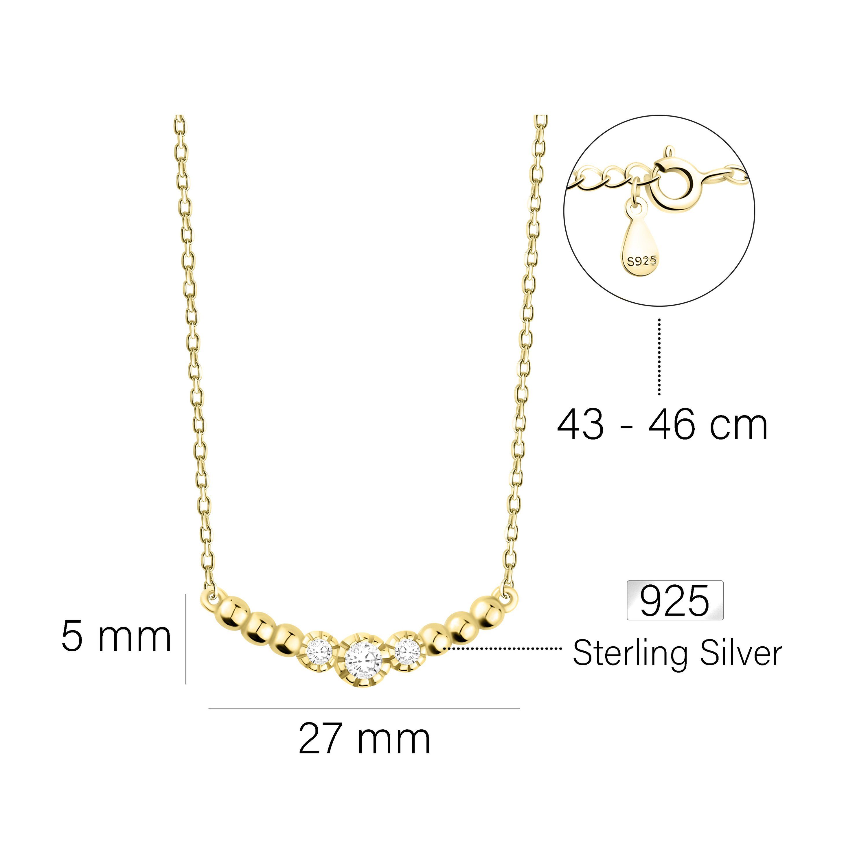 gold Kette Damen Silber Sofia 925 Milani Kugel-Zirkonia, mit Anhänger Schmuck