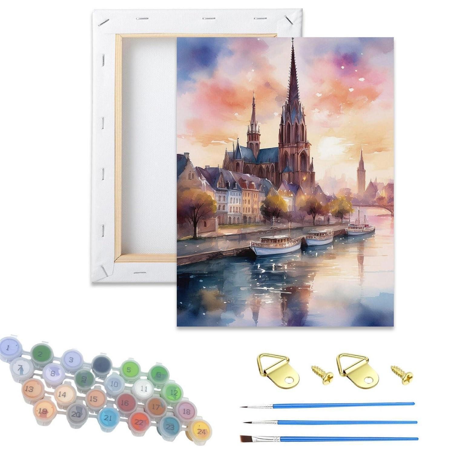 LuxusKollektion Kreativset Malen nach Zahlen Architektur mit Rahmen klein