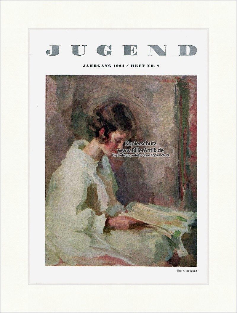 Kunstdruck Titelseite der Nummer 8 von 1924 Wilhelm Funk Mädchen Buch Portrait Ju, (1 St)