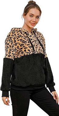 KIKI Wintermantel Damen Kapuzenpullover Fleece Hoodie mit reißverschluss Oversize Warm