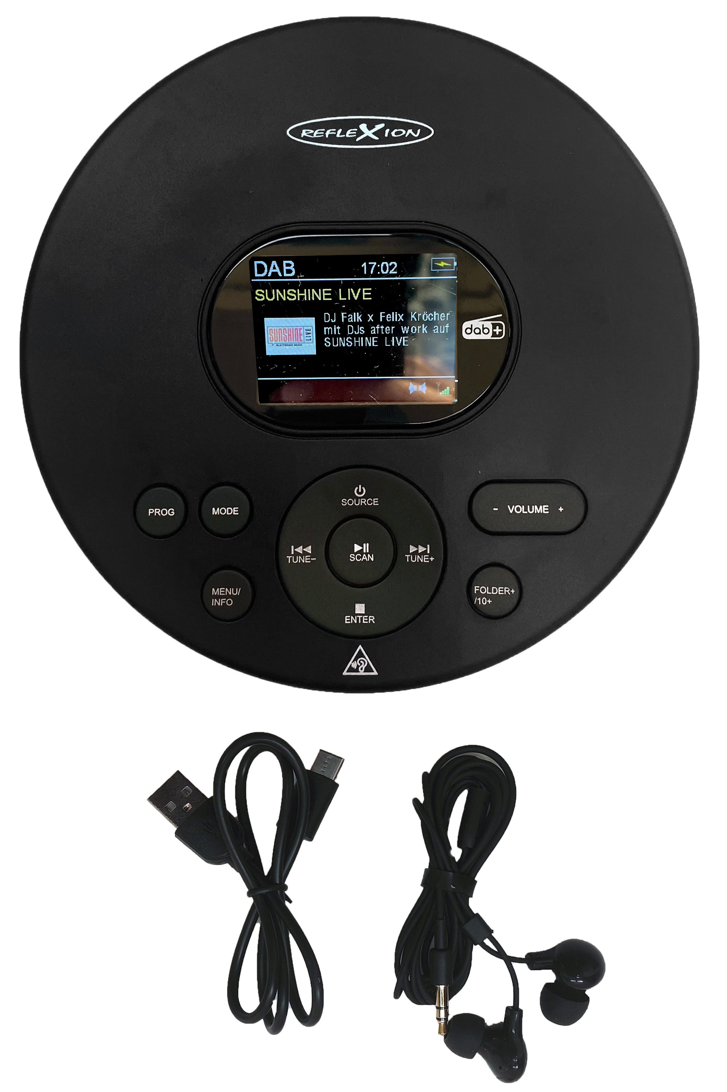 Reflexion PCD540DAB CD/MP3-Player mit DAB+ Digitalradio tragbarer CD-Player (LCD-Farbdisplay, Hörbuchfunktion, Ohrhörer, 8 Std. Akkulaufzeit)