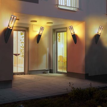 Globo Außen-Wandleuchte, Leuchtmittel nicht inklusive, Außenwandlampe Wandleuchte Edelstahl Garten Kupfer rauch
