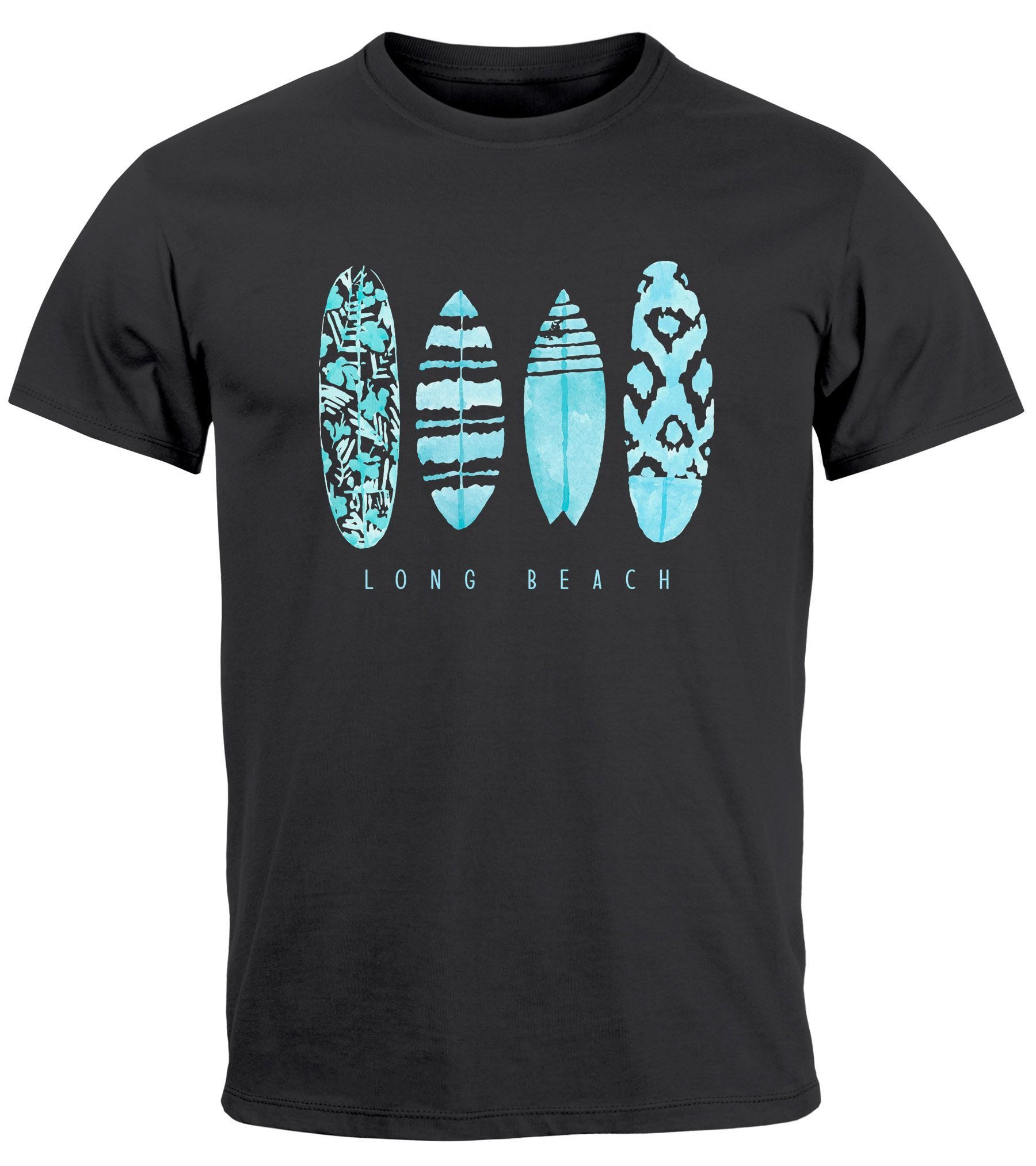 Neverless Print-Shirt Herren T-Shirt Surfing Fashion Aufdruck Long Beach Surfboard Sommer mit Print