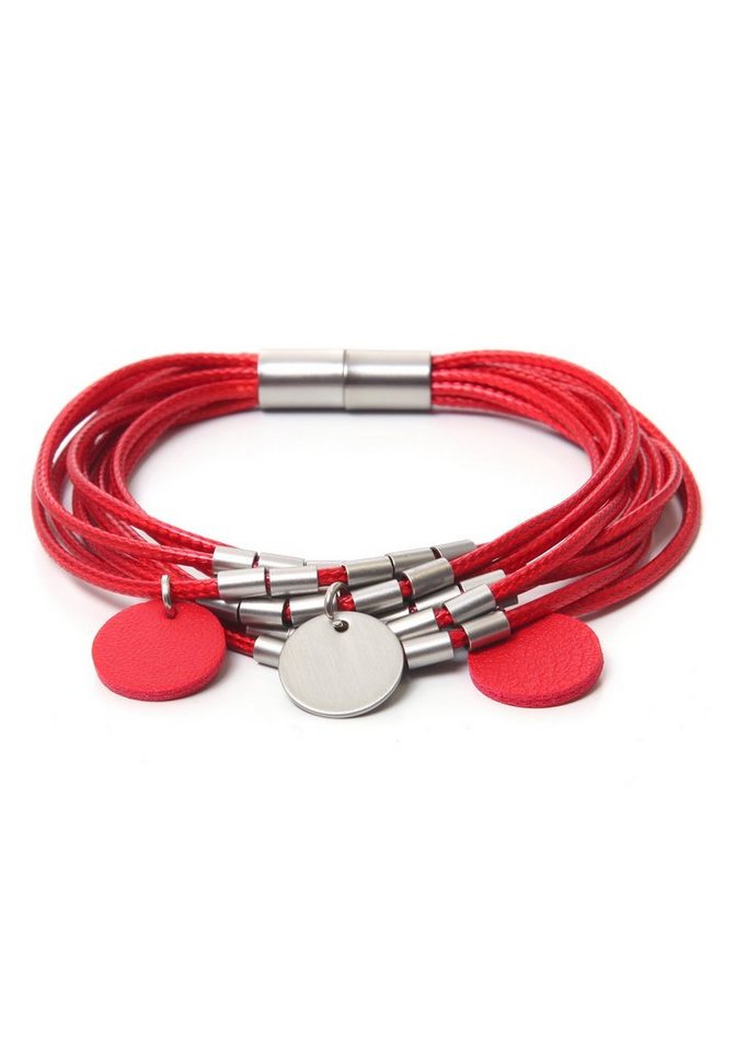 Firetti Armband rot, rund, bicolor, mehrreihig