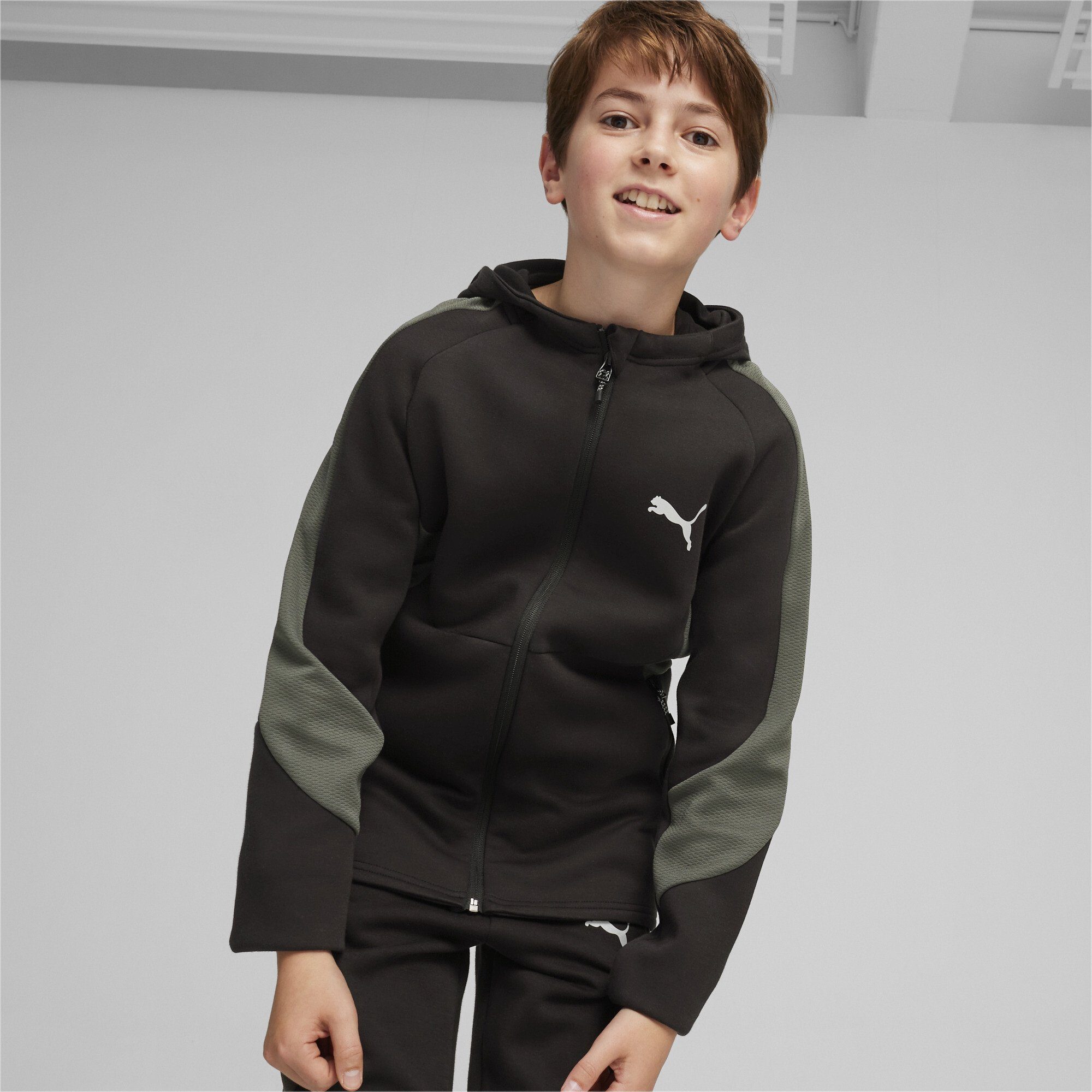 Reißverschluss-Hoodie PUMA Black Jungen evoStripe Sweatshirt