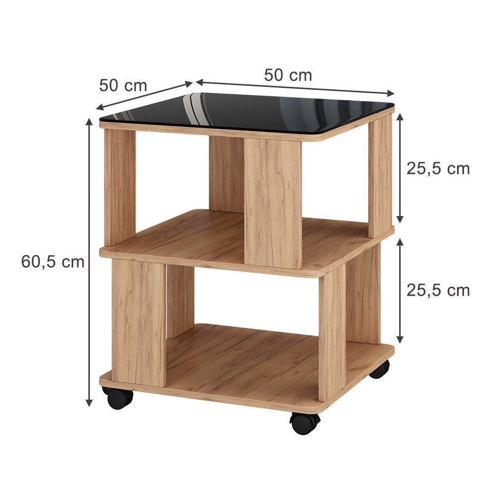 Vicco Beistelltisch Velito, Goldkraft Eiche/Schwarz, 50 günstig online kaufen