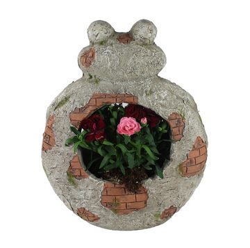 Arnusa Blumentopf Gartendeko Frosch Steinoptik 37 cm Gartenfigur Tiefigur bepflanzbar, dekorativer Blumenkübel