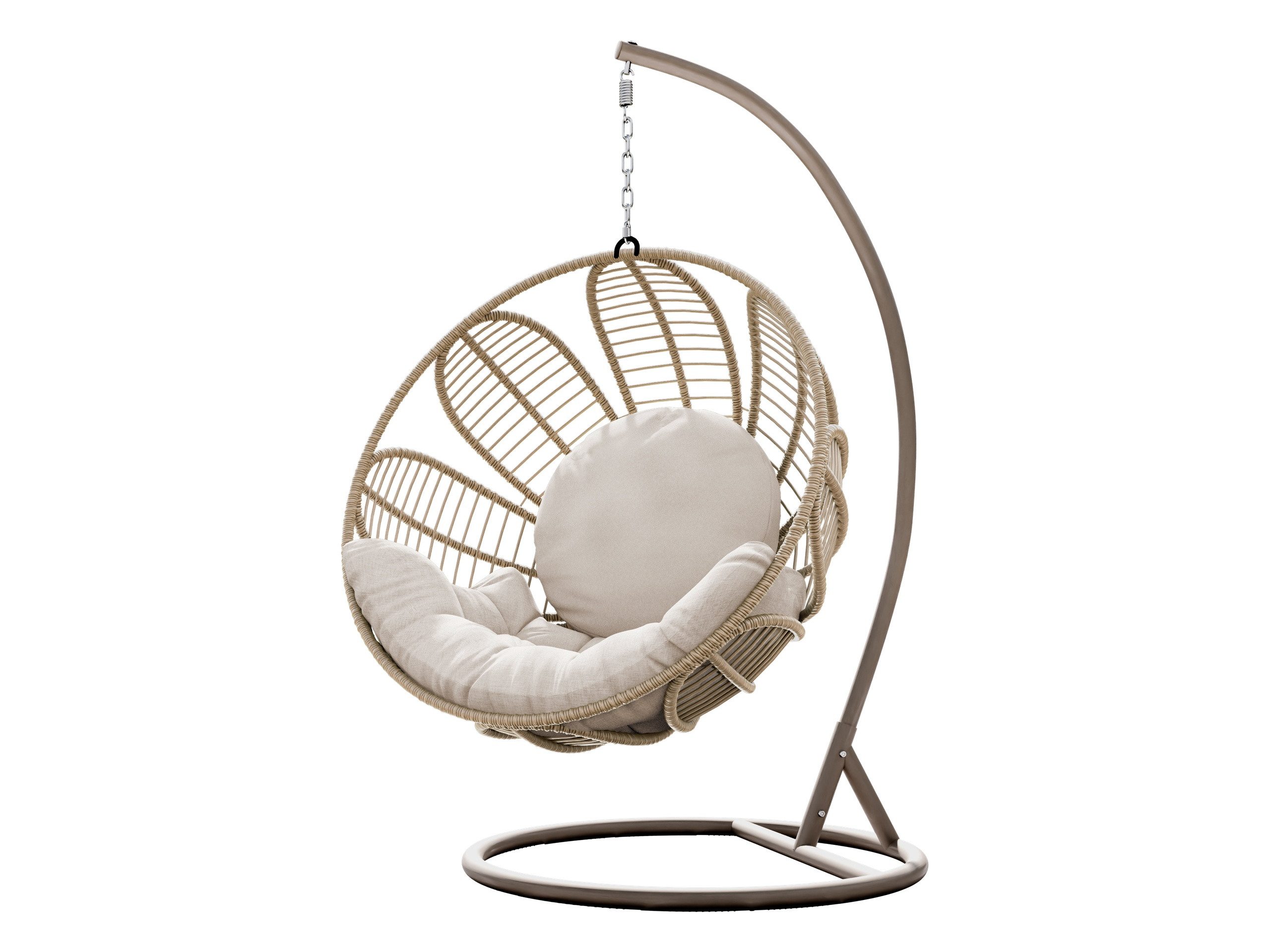 MIRJAN24 Hängesessel Floressa (mit Gestel, Korb, Kissen-Set), Metallskelet, Technorattan, 106x105x195 cm