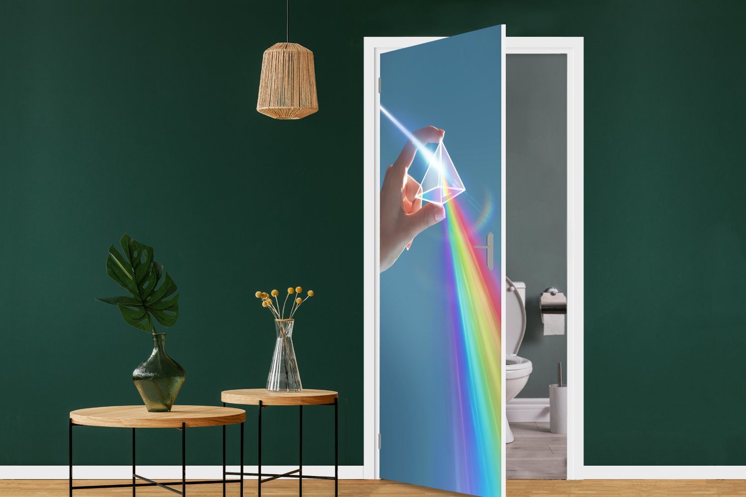 MuchoWow Türtapete Regenbogen durch Prisma, St), erscheint Fototapete Matt, (1 Türaufkleber, 75x205 Tür, für cm bedruckt